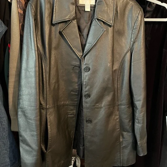 Worthington Black Leather Jacket with Faux Fur Collar - Picture 5 of 5